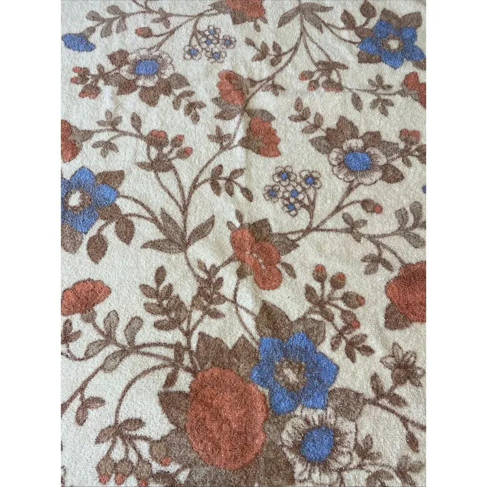 Vintage Retro 70s Mod Floral Flowers Dundee Fringe Bath Towels MCM Set Of 2